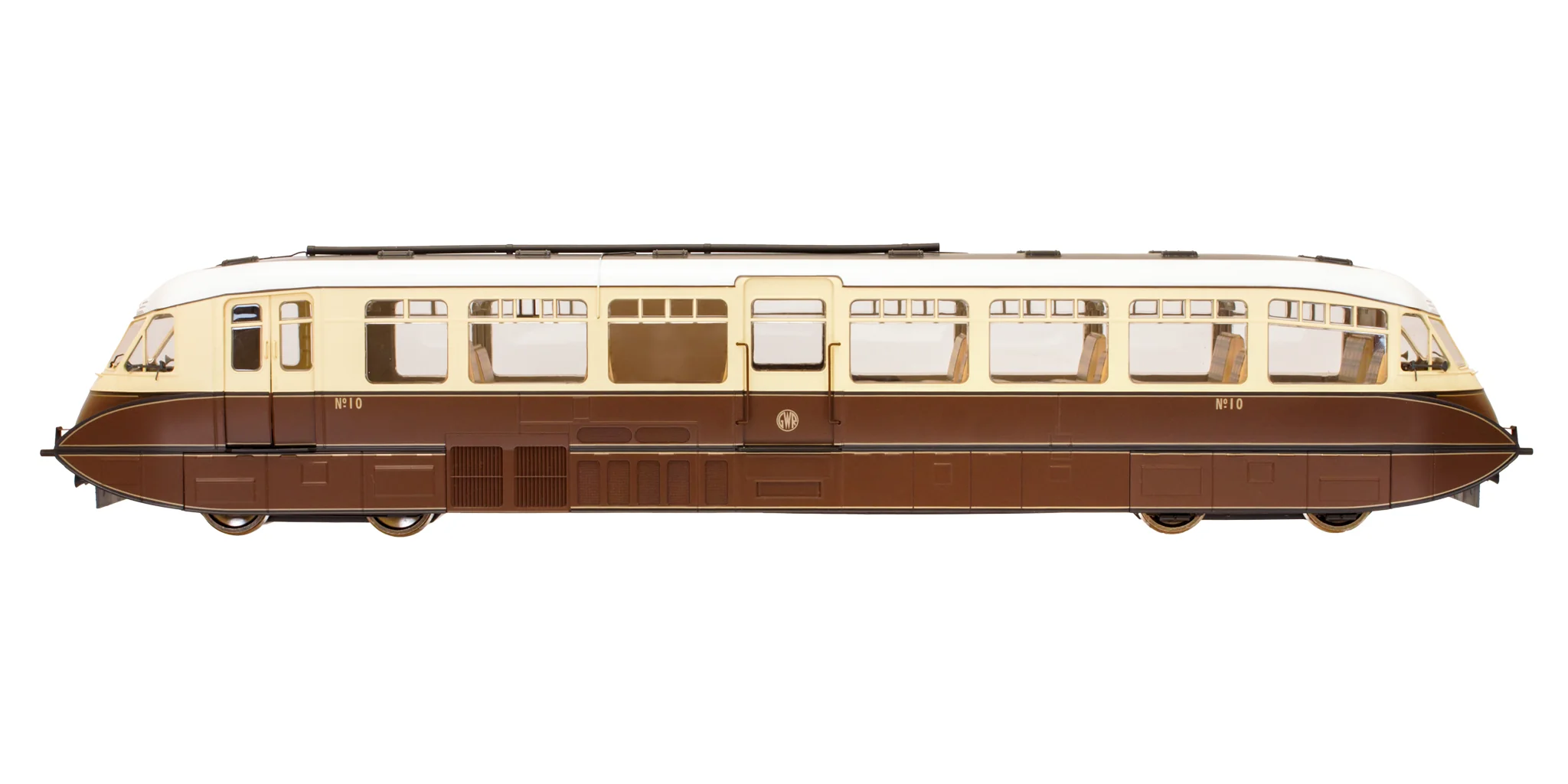 7D-011-002 O Gauge Streamlined Diesel Railcar 10 Lined Choc & Cream GWR - Image 4