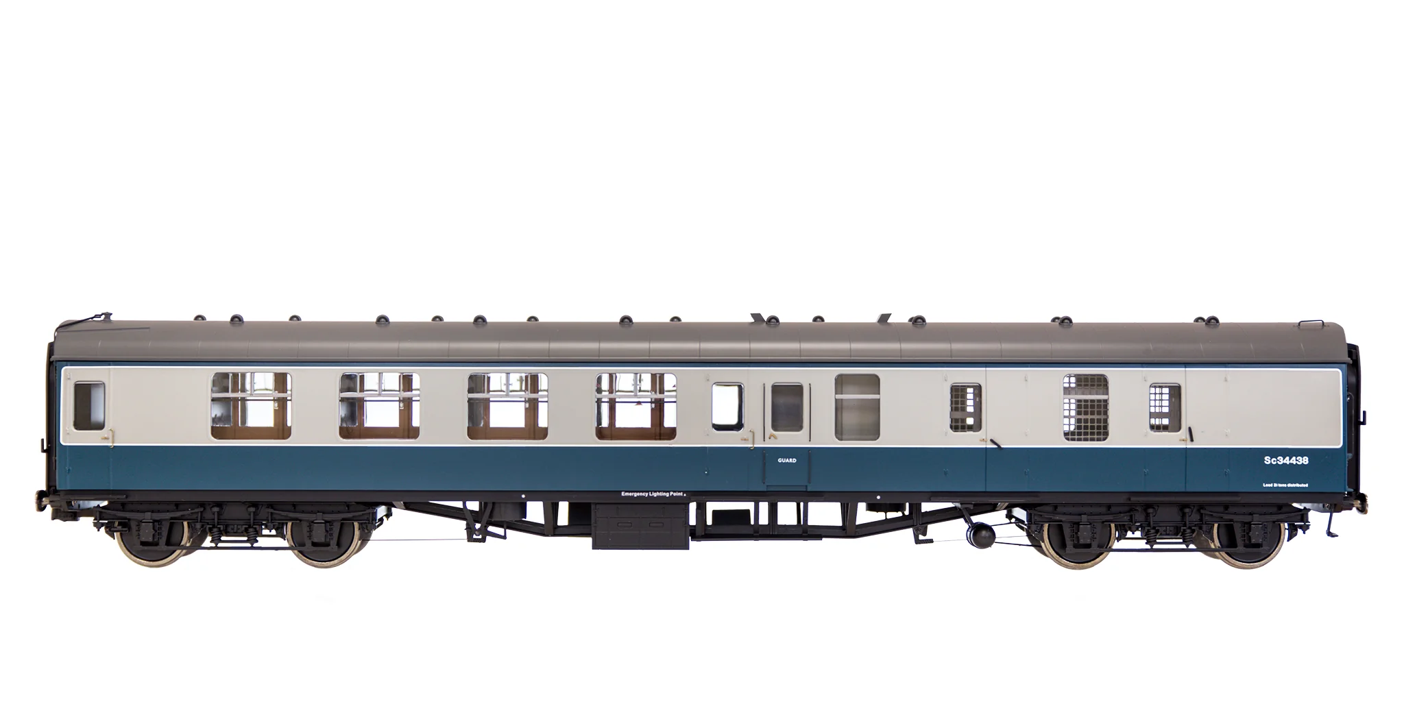 7P-001-503 O Gauge BR  Mk1 Blue/Grey BSK Sc34438 with Window Beading - Image 3