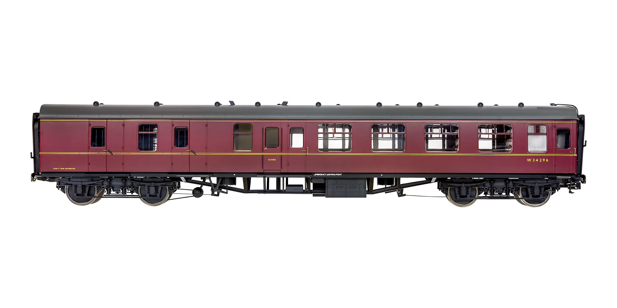 7P-001-506 O Gauge BR  Mk1 Maroon BSK W34296 with Window Beading - Image 4