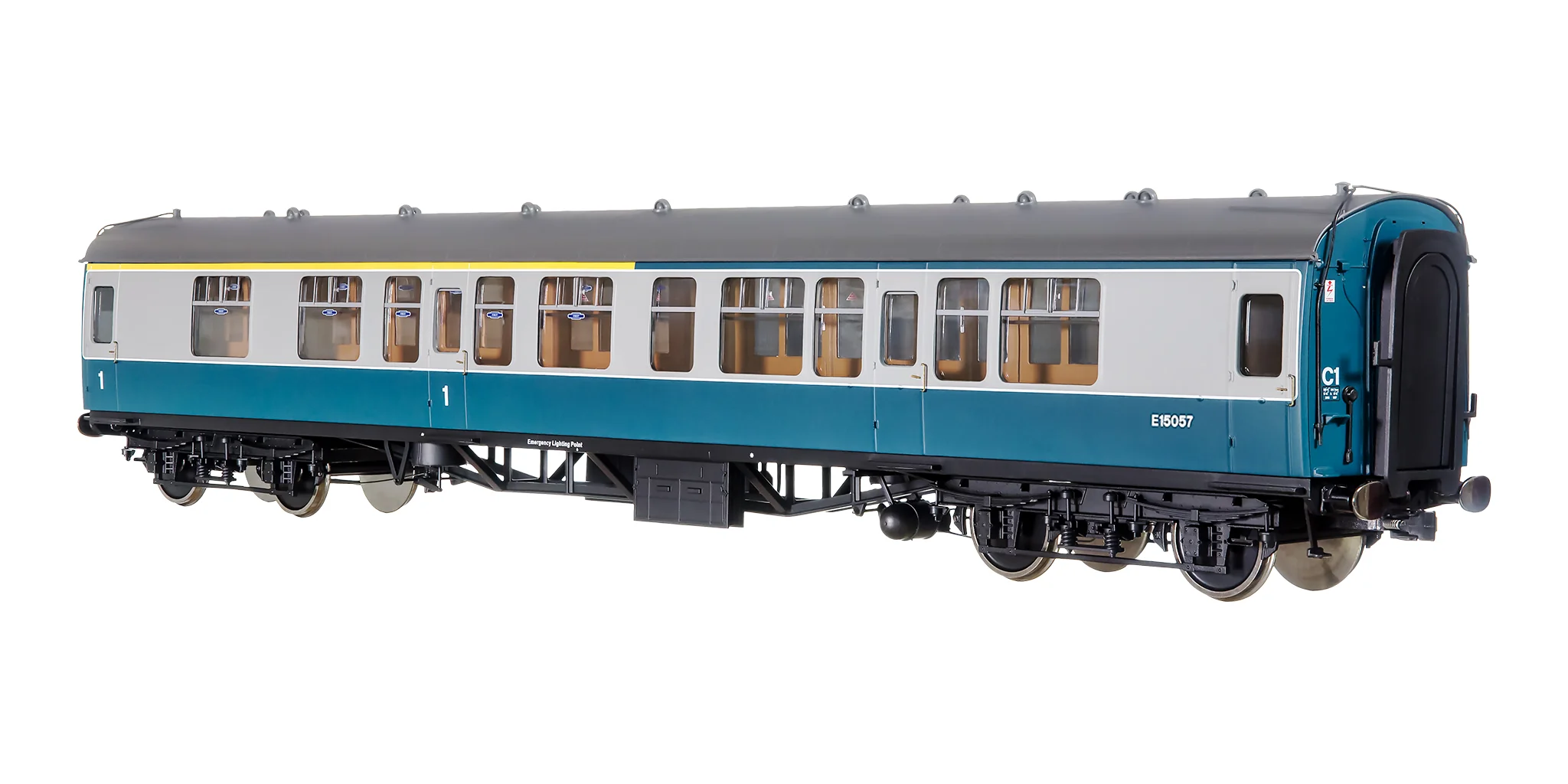 7P-001-805 O Gauge BR Mk1 Blue/Grey CK E15057 with Window Beading - Image 2